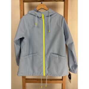 NWT Nikki Jones Blue Hooded Jacket Raincoat Changes in Rain! #0973 Size XS